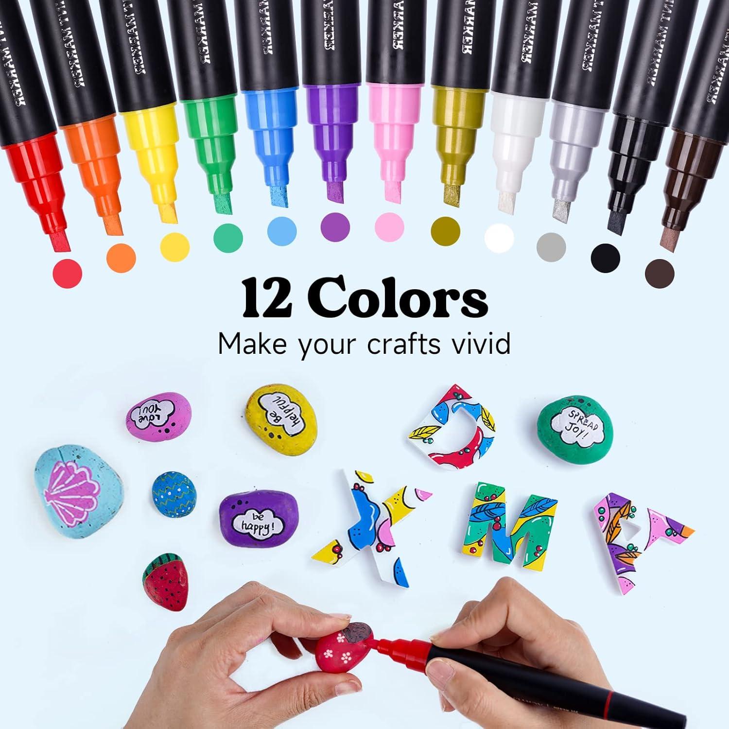 image:imageLETS RESIN 12 Colors Acrylic Paint Markers 3 Tips MultiPurpose amp HighCapacity Acrylic Paint Pens Perfect Resin Supplies for Resin Crafts Rock Stone Canvas Glass DIY Making Art Supplies12 Count Pack of 1