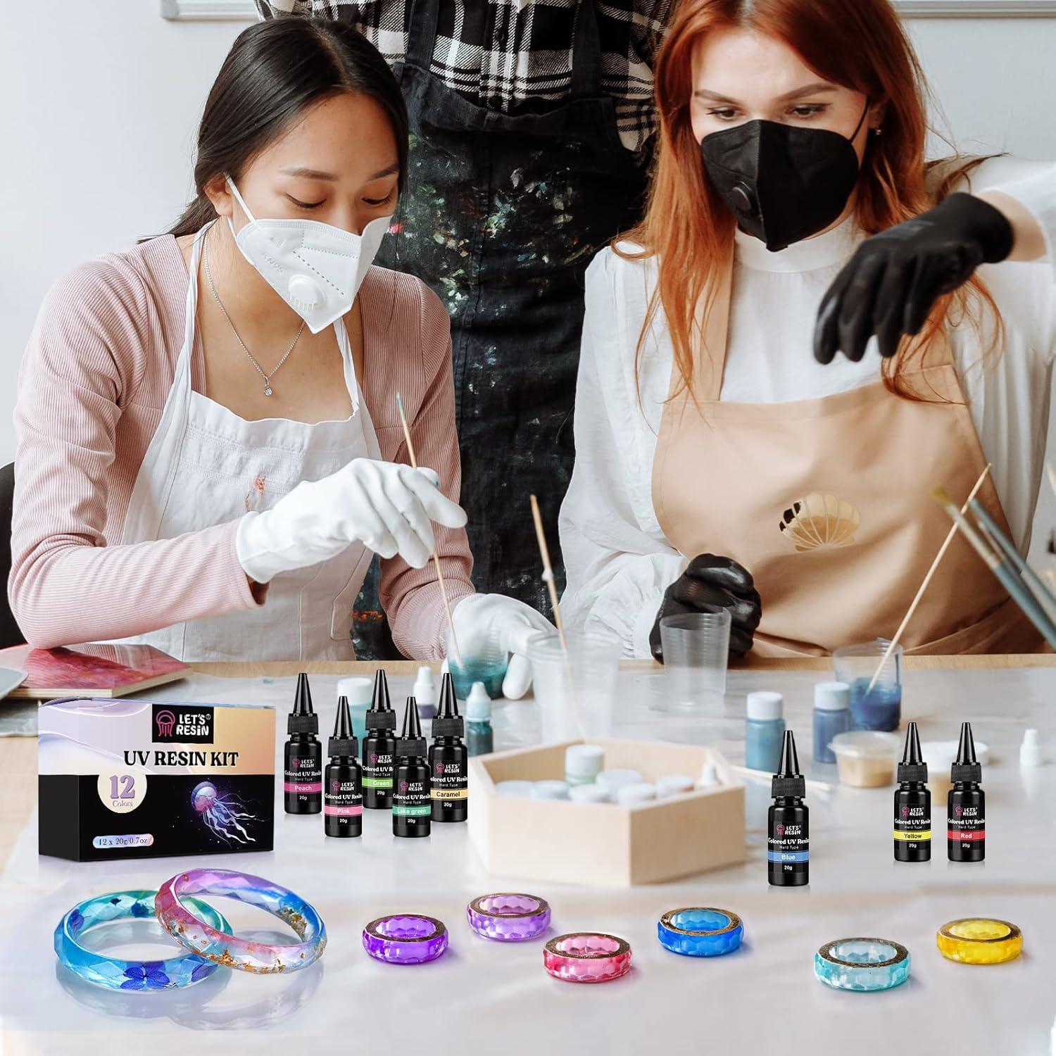 image:imageLETS RESIN 12 Colors UV Resin Ultraviolet Clear Odorless amp Low Shrinkage UV Resin Kit for Crafts Jewelry Making Decoration20g Each
