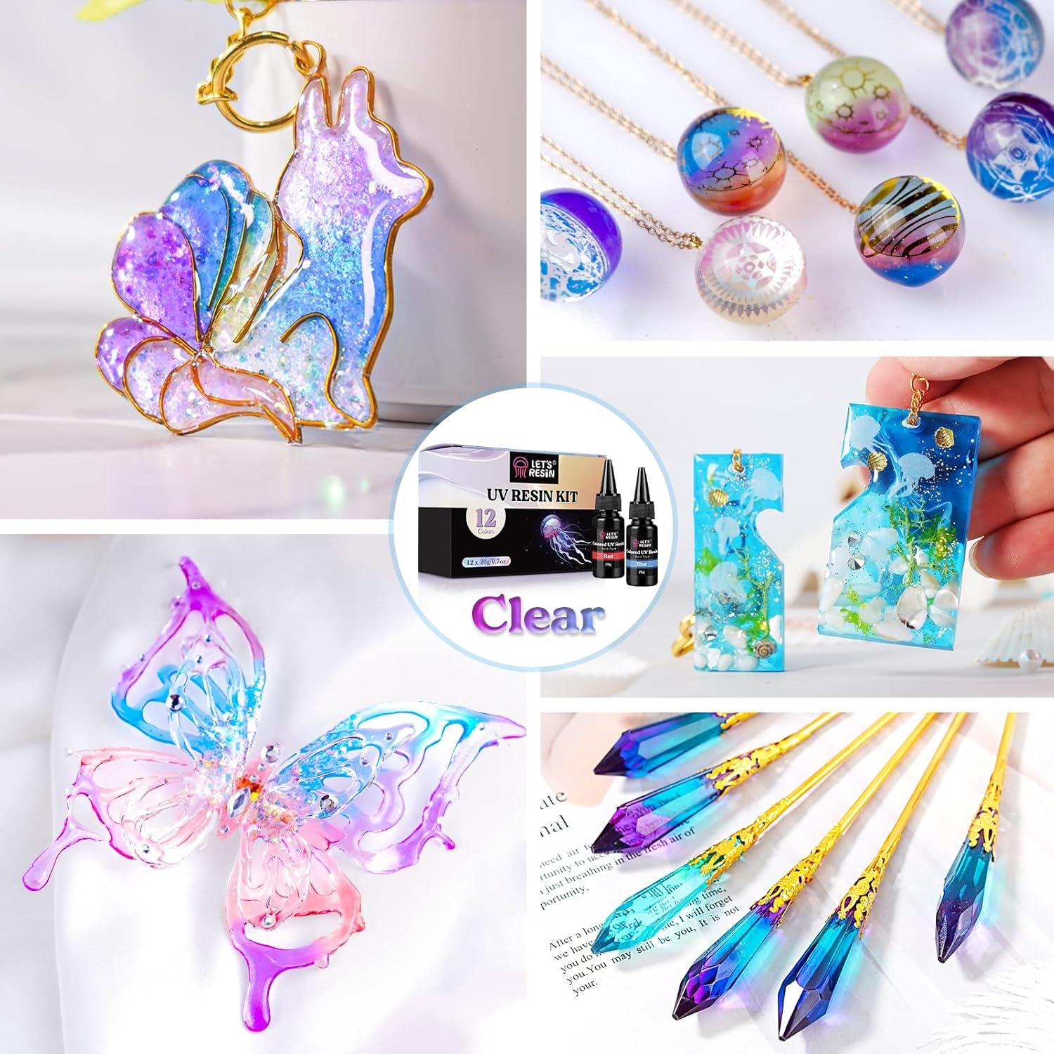 image:imageLETS RESIN 12 Colors UV Resin Ultraviolet Clear Odorless amp Low Shrinkage UV Resin Kit for Crafts Jewelry Making Decoration20g Each