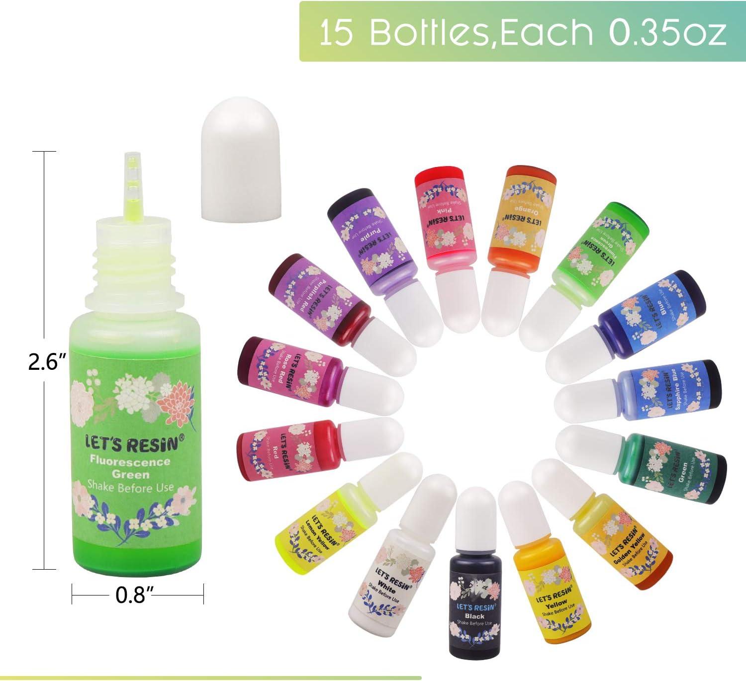 image:imageLETS RESIN Epoxy Resin Dye15 Color Translucent Epoxy Resin PigmentOdorless Concentrated Resins Paint Each 035ozLiquid Resin Colorant for Resina ColoringResins Molds