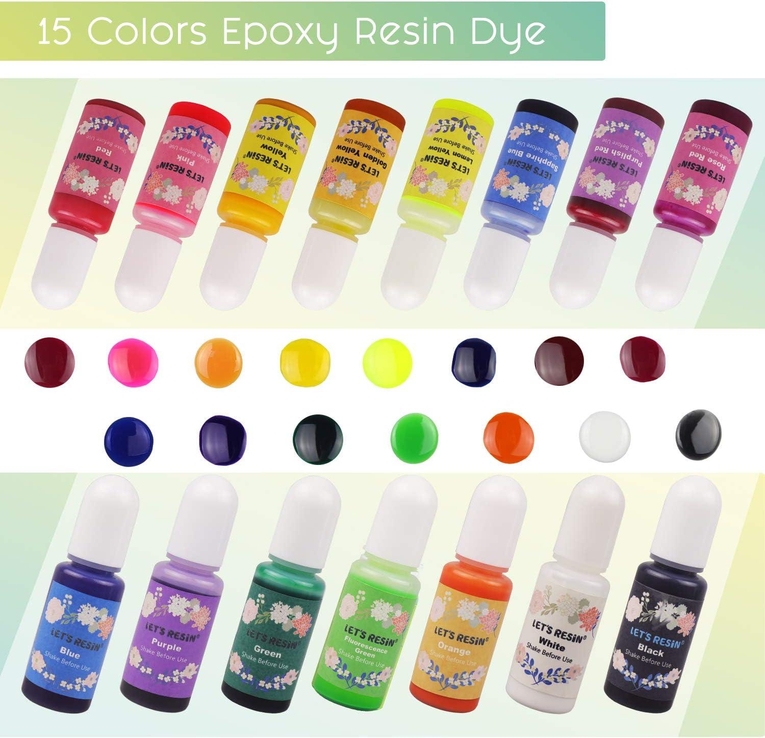 image:imageLETS RESIN Epoxy Resin Dye15 Color Translucent Epoxy Resin PigmentOdorless Concentrated Resins Paint Each 035ozLiquid Resin Colorant for Resina ColoringResins Molds