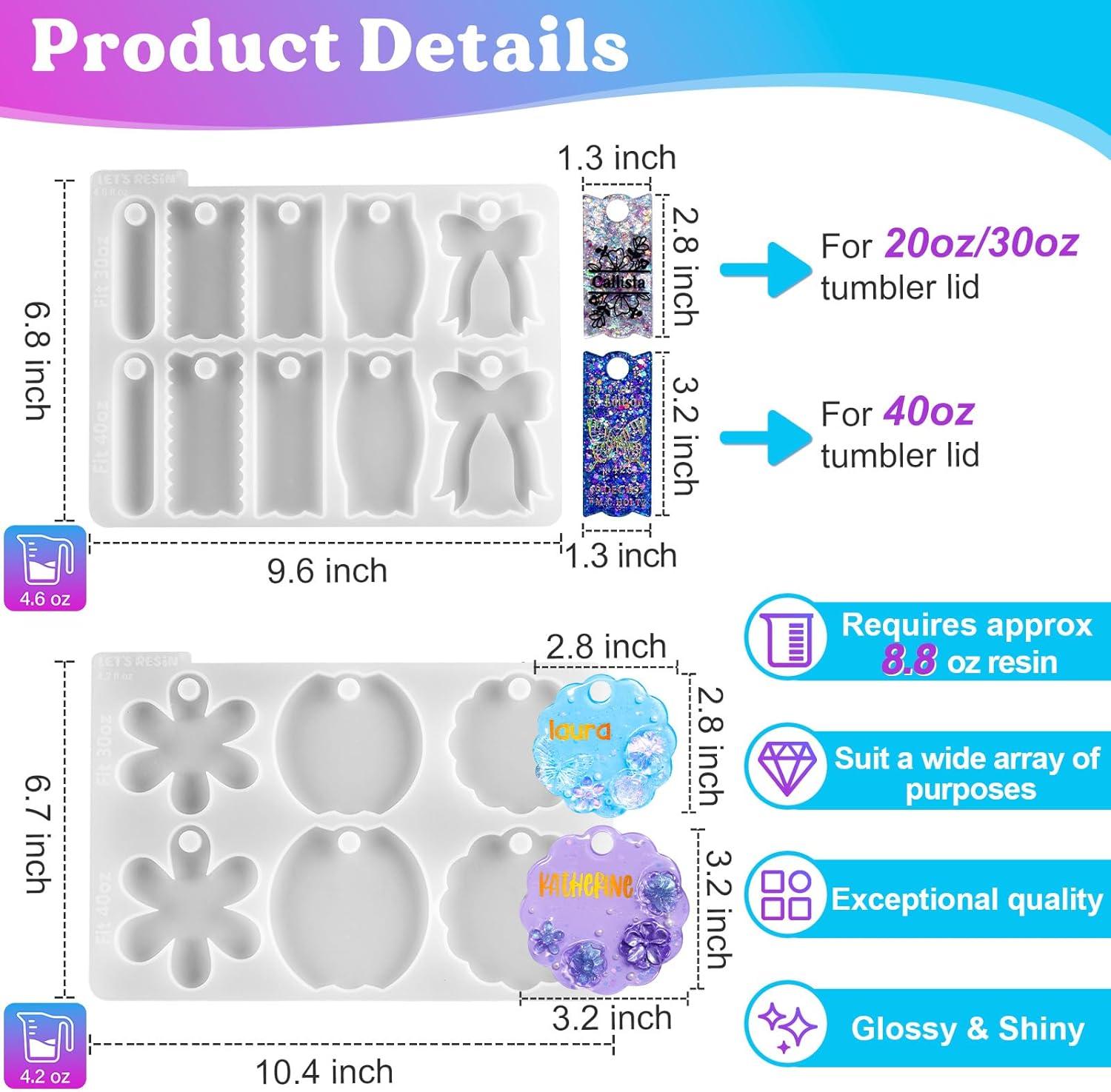 image:imageLETS RESIN Name Plates Resin Molds for 20oz30oz amp 40oz Lid 16 Cavities 2Pcs Silicone Name Tag Molds for Tumbler Cup Lid Epoxy Resin Molds for Stanley Cups Keychain Resin Art