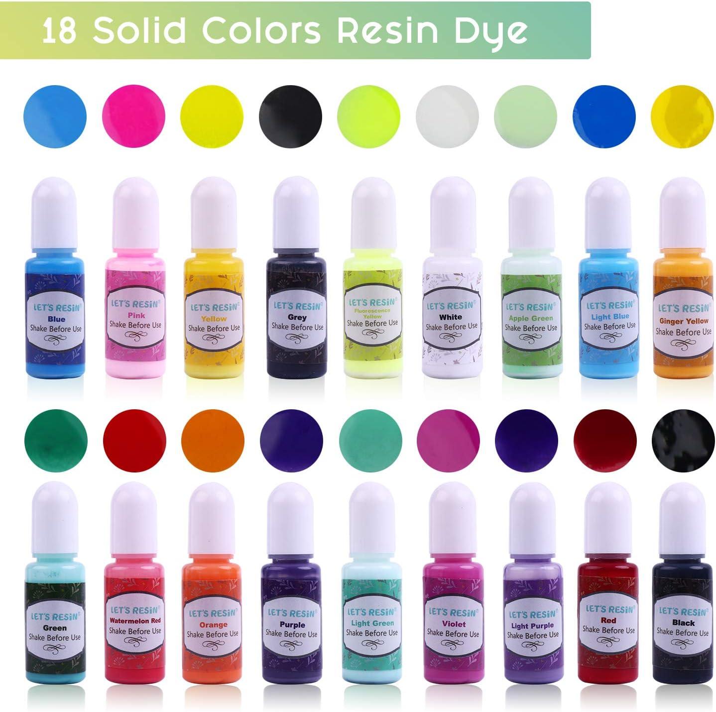 image:imageLETS Resin 18 Colors Epoxy Pigment Opaque Liquid Resin Colorant Each 035ozOdorless Epoxy Resin Dye Solid Color Liquid Dye for Resin Jewelry DIY Crafts Art Making