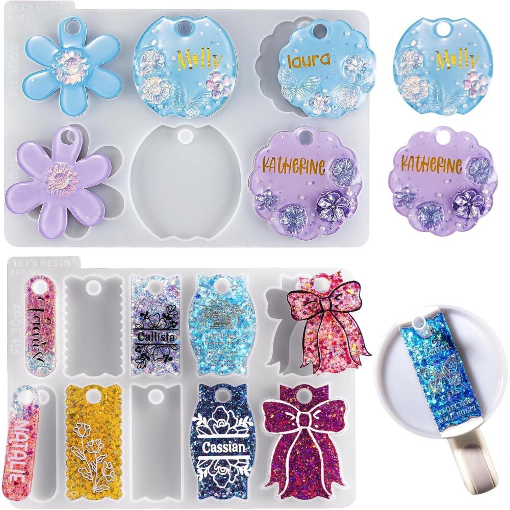 image:imageLETS RESIN Name Plates Resin Molds for 20oz30oz amp 40oz Lid 16 Cavities 2Pcs Silicone Name Tag Molds for Tumbler Cup Lid Epoxy Resin Molds for Stanley Cups Keychain Resin Art