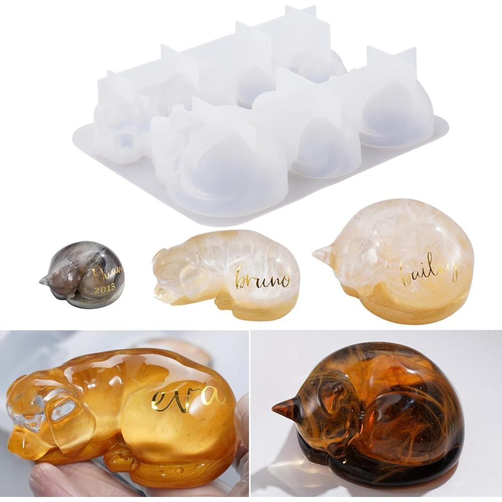 image:imageLETS RESIN Pet Memorial Statue Resin Molds3D Animal Epoxy Resin Molds for Preserving Pet Hairs amp Ashes Sleeping Dog and Cat Figurine Silicone MoldsGreat for DIY Resin Pet Keepsakes Pet Loss Gifts