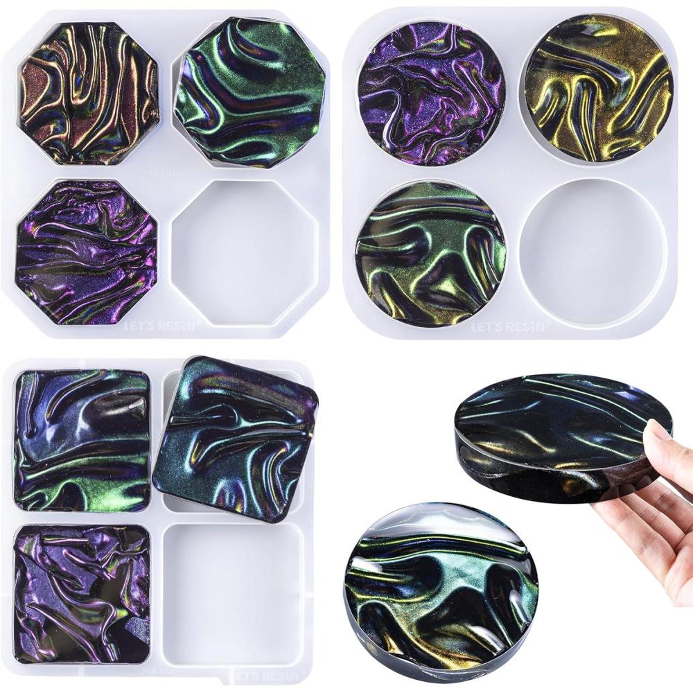 image:imageLETS RESIN Upgraded Deeper amp Larger Coaster Resin Molds 12 Cavities Epoxy Resin Molds with 3 Pcs Round Square Octagon Shapes Coaster Molds for Epoxy Resin Cups Mats DIY Craft Bar Coaster