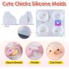 LET’S RESIN 4 Pcs Chicks Silicone Molds for Taba Squishy, Cute Animal Molds for Squishy Maker, Resin Casting, Effortless Demolding for Stress Relief DIY Decompression Gift Home Decor(Chicks)