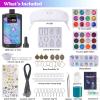 LET’S RESIN All-Inclusive Keychain Making Kit, 12-Color UV Resin with Keychain Molds Silicone, UV Light, 6 Styles Flower and Heart Open Bezels for Resin, Jewelry Making Kit for Beginners, Craft Decor(250g Jewelry Making Kit)
