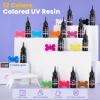 LET’S RESIN All-Inclusive Keychain Making Kit, 12-Color UV Resin with Keychain Molds Silicone, UV Light, 6 Styles Flower and Heart Open Bezels for Resin, Jewelry Making Kit for Beginners, Craft Decor(240g Colored Keychain Making Kit)