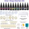 LET’S RESIN All-Inclusive Keychain Making Kit, 12-Color UV Resin with Keychain Molds Silicone, UV Light, 6 Styles Flower and Heart Open Bezels for Resin, Jewelry Making Kit for Beginners, Craft Decor(240g Colored Keychain Making Kit)