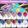 LET’S RESIN Chameleon Mica Powder, 10 * 5g Color Shift Mica Powder for Epoxy Resin/Tumbler, Saturated Color Shifting Chrome Pigment Powders for Painting,Slime,Nails