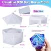 LET’S RESIN Dice Resin Molds Silicone, DND Dice Epoxy Resin Molds with 7 Standard Polyhedral Stereoscopic Dice Cavities, Silicone Molds for Epoxy Resin, DIY Dices Making, Table Board Game(Dice Box Mold)