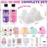 LET’S RESIN Flex Rubber for Taba Squishy Kit, All-in-one Beginner Kit for Squishy Maker, with 16oz Silicone Gel, Hamster/Capybara/Rabbit/Chick Silicone Molds, Color Paste, Flocking Powder, Ideal Gifts