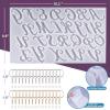 LET’S RESIN Large Alphabet Mold with Hole, Reversed Alphabet Letter Resin Molds Silicone with 30 Jump Rings, 30 Key Rings, Epoxy Molds for Keychain Making(15.3″X8.9″)(Fancy Letter with Hole)