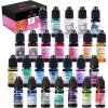 Alcohol Ink for Epoxy Resin LET’S RESIN Concentrated Alcohol Ink Set, 26 Vibrant Colors Alcohol-Based Resin Ink,Alcohol Paint Resin Dye for Resin Art, Tumblers, Resin Epoxy(Each 0.35oz)(26)