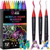 LET’S RESIN 12 Colors Acrylic Paint Markers, 3 Tips Multi-Purpose & High-Capacity Acrylic Paint Pens, Perfect Resin Supplies for Resin Crafts, Rock, Stone, Canvas, Glass, DIY Making Art Supplies(12 Count (Pack of 1))