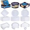 LET’S RESIN 18 Pcs Coaster Resin Molds Silicone, Coaster Molds with Round Square Octagon Shape Holder Molds for Epoxy Resin, DIY Art Craft Cup Mats