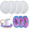 LET’S RESIN 4Pcs Resin Coaster Molds, Druzy Geode Agate Silicone Coaster Molds for Epoxy Resin, 5Inches Large Mould for DIY Art Craft Cup Mats, Durable and Flexible Moulds(4 cavity)