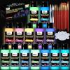 LET’S RESIN Glow in the Dark Acrylic Paint,14 Bright Colors Each 60ml/2oz Blacklight Paint Set,Neon Paint with Brushes,Knives,Palette, UV Fluorescent Craft Paint for Painting,Easter,Halloween Party Decor
