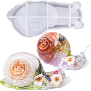 LET’S RESIN 2Pcs Snake Resin Molds, Flexible 3D Snake Silicone Molds(Large & Small), Effortless Demolding Animal Epoxy Molds for DIY Art, Home Decor, Serpent Lovers Gifts(Snail)