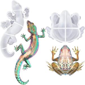 LET’S RESIN 2Pcs Snake Resin Molds, Flexible 3D Snake Silicone Molds(Large & Small), Effortless Demolding Animal Epoxy Molds for DIY Art, Home Decor, Serpent Lovers Gifts(Frog and Lizard)