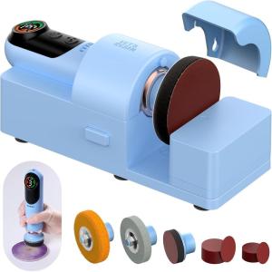 LET’S RESIN 4-in-1 Electric Resin Sanders and Polisher, 2000mAh*2 Large Battery Capacity, Powerful 3-Speed, LCD Display, Compact and Lightweight for Resin Grinding, Glass, Metal, Jade,etc(Sander and Polisher)