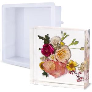 LET’S RESIN 8Pcs Resin Molds Silicone,Deep Epoxy Resin Molds for Flower Bouquet Preservation,Large Silicone Molds for Resin Casting Craft Including Square Hexagon Heart Resin Mold(Hexagon & Square Molds)
