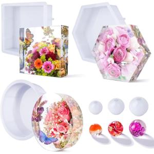LET’S RESIN Bookends Resin Molds, 1 Pair Geode Book Organize Moulds Silicone Large, Crystal Epoxy Resin Molds for Books, Desktop Organizer, Office Home Decoration, Gift(Round Square Mold)