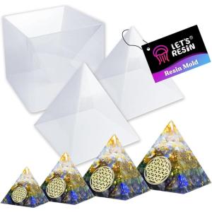 LET’S RESIN Bookends Resin Molds, 1 Pair Geode Book Organize Moulds Silicone Large, Crystal Epoxy Resin Molds for Books, Desktop Organizer, Office Home Decoration, Gift(Pyramid Mold)