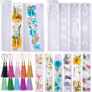 LET’S RESIN Bookmark Silicone Molds Set – 3 Shapes with 20Pcs Tassels for Epoxy Resin, Resin Bookmark Molds Silicone for DIY Handmade Bookmarks & Personalized Craft Gifts(2 style)