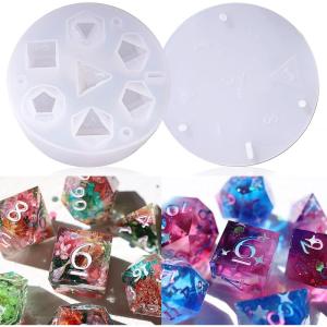 LET’S RESIN Dice Resin Molds Silicone, DND Dice Epoxy Resin Molds with 7 Standard Polyhedral Stereoscopic Dice Cavities, Silicone Molds for Epoxy Resin, DIY Dices Making, Table Board Game(Dice Mold)
