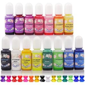 LET’S RESIN Epoxy Resin Dye,15 Color Translucent Epoxy Resin Pigment,Odorless Concentrated Resins Paint Each 0.35oz,Liquid Resin Colorant for Resina Coloring,Resins Molds