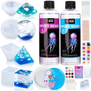 LET’S RESIN Epoxy Resin Kits and Molds Complete Set, 16oz Resin Art Kit with Silicone Molds, Pigment, Dried Flowers, Crafts for Adults, Beginners, Art Supplies for DIY Lovers, DIY Gift for Women