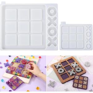 LET’S RESIN Large Tic Tac Toe Resin Mold 2Pcs, Tic Tac Toe Molds for Resin Casting, Large Epoxy Resin Silicone Molds for DIY Tabletop Board Game,Travel Game(Tic Tac Toe Mold)
