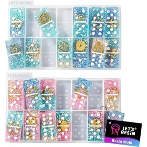 LET’S RESIN Large Tic Tac Toe Resin Mold 2Pcs, Tic Tac Toe Molds for Resin Casting, Large Epoxy Resin Silicone Molds for DIY Tabletop Board Game,Travel Game(Domino Mold)