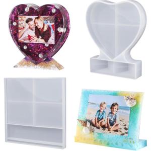 LET’S RESIN Picture Frame Resin Molds,Large Unique Silicone Molds for Photo Frame,Rectangle & Heart Shape Epoxy Molds for DIY Home Decor,Handmade Gifts