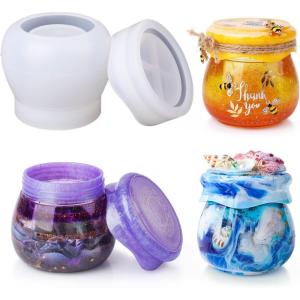LET’S RESIN Pudding Jar Resin Molds with Lid, Epoxy Molds Silicone for Storage Bottle,Candle Holder,Candy Container, Epoxy Casting Craft,Flower Pot, Gifts(Pudding Jar Mold)