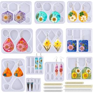 LET’S RESIN Resin Earring Molds, 2 Pcs Resin Molds Silicone with Butterfly Moth Wings Shapes, Silicone Molds for Resin Jewelry, DIY Art Craft(Geometric Earring Molds)