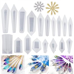 LET’S RESIN Resin Molds 18Pcs Pendulum Crystal Silicone Molds,Multi-Facet UV Resin Jewelry Molds for Quartz Crystals Pendants, Necklace