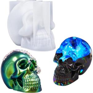 LET’S RESIN Silicone 3D Large Skull Shape Molds, Skeleton Skull Epoxy Resin Mold for Candle Making, Home Decor, Outdoor, Resin Casting Art Crafts(1 Pc)