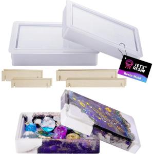 LET’S RESIN Storage Box Molds, Silicone Resin Box Molds, Storage Container with Sliding Lid Design, Epoxy Moulds Silicone for Resin Casting, Jewelry, Tarot Cards, Makeup
