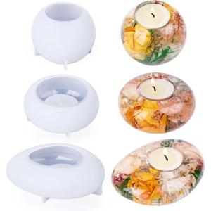 LET’S RESIN Tealight Candle Holder Resin Molds Silicone,3Pcs Tea Light Candle Holder Molds for Resin,Plaster,Cement Concrete,Epoxy Moulds for DIY Home Décor,Great for Beginners