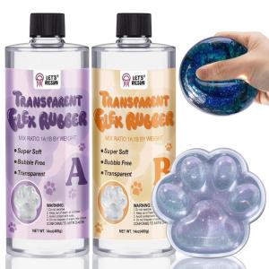 LET’S RESIN Transparent Gel for Taba Squishy, 28oz Super Soft Flex Rubber for Squishy Maker, DIY Decompression Gift for Cat Paw, Hamster, Artificial Strawberry and Chick Squishy