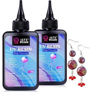 LET’S RESIN UV Resin,200g High Viscosity Crystal Clear Thick UV Resin Kit, Quick-Curing&Low Shrinkage Ultraviolet Epoxy Resin for Crafts, Doming, Coating