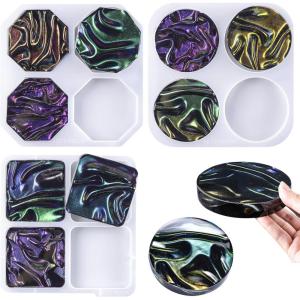 LET’S RESIN Upgraded Deeper & Larger Coaster Resin Molds, 12 Cavities Epoxy Resin Molds with 3 Pcs Round Square Octagon Shapes, Coaster Molds for Epoxy Resin, Cups Mats, DIY Craft, Bar Coaster