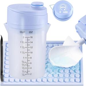 LET’S RESIN Upgraded Mini Auto Resin Mixer, Hands-Free Easy Clean Epoxy Mixer with 16fl.oz Silicone Mixing Cup, Stepless Speed Continuous Electric Epoxy Resin Mixer for Epoxy Resin, Molds, Soap Making(mini)