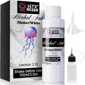 LET’S RESIN White Alcohol Ink for Epoxy Resin, Upgraded Sinker White Alcohol Ink 3.5oz/100ml, Alcohol-Based Ink, Resins Pigment for Resin Petri, Tumblers, Painting, Art