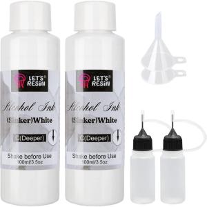 LET’S RESIN White Alcohol Ink for Resin, Alcohol Ink,2 Bottles Each 3.5oz,Adjustable Alcohol-Based Ink,White Pigment for EpoxyResin,Resin Petri,Tumblers, Resina Art