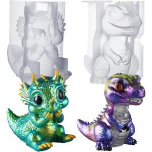 LET’S Resin Dinosaur Resin Molds Silicone,Large Dragon Figurine Epoxy Resin Molds,Lifelike Tyrannosaurus Rex and Triceratops Animal Silicone Molds for Resina Art, Gifts, Home Decor