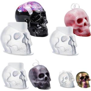 LET’S Resin Witch Cauldron Resin Mold, Halloween Resin Molds, 3D Jar Resin Molds Silicone 4.7” Width, Large Jar Molds for Epoxy Casting Craft, Storage Box,Candy Container,Candle Holder(skull)
